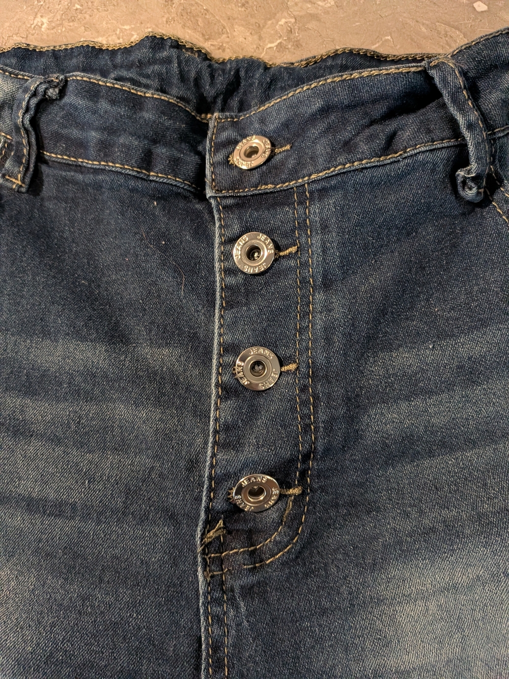 High-Rise Button-Fly Denim Shorts - Blue Wash - Picture 2 of 3